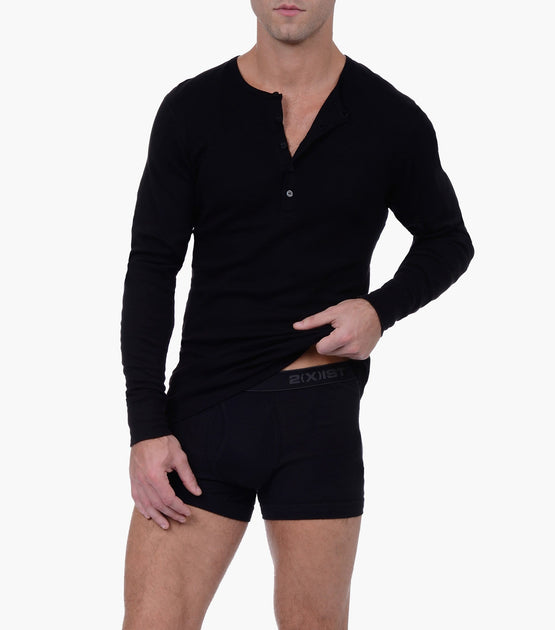 Essential Cotton Long Sleeve Henley Long Underwear 2(X)IST