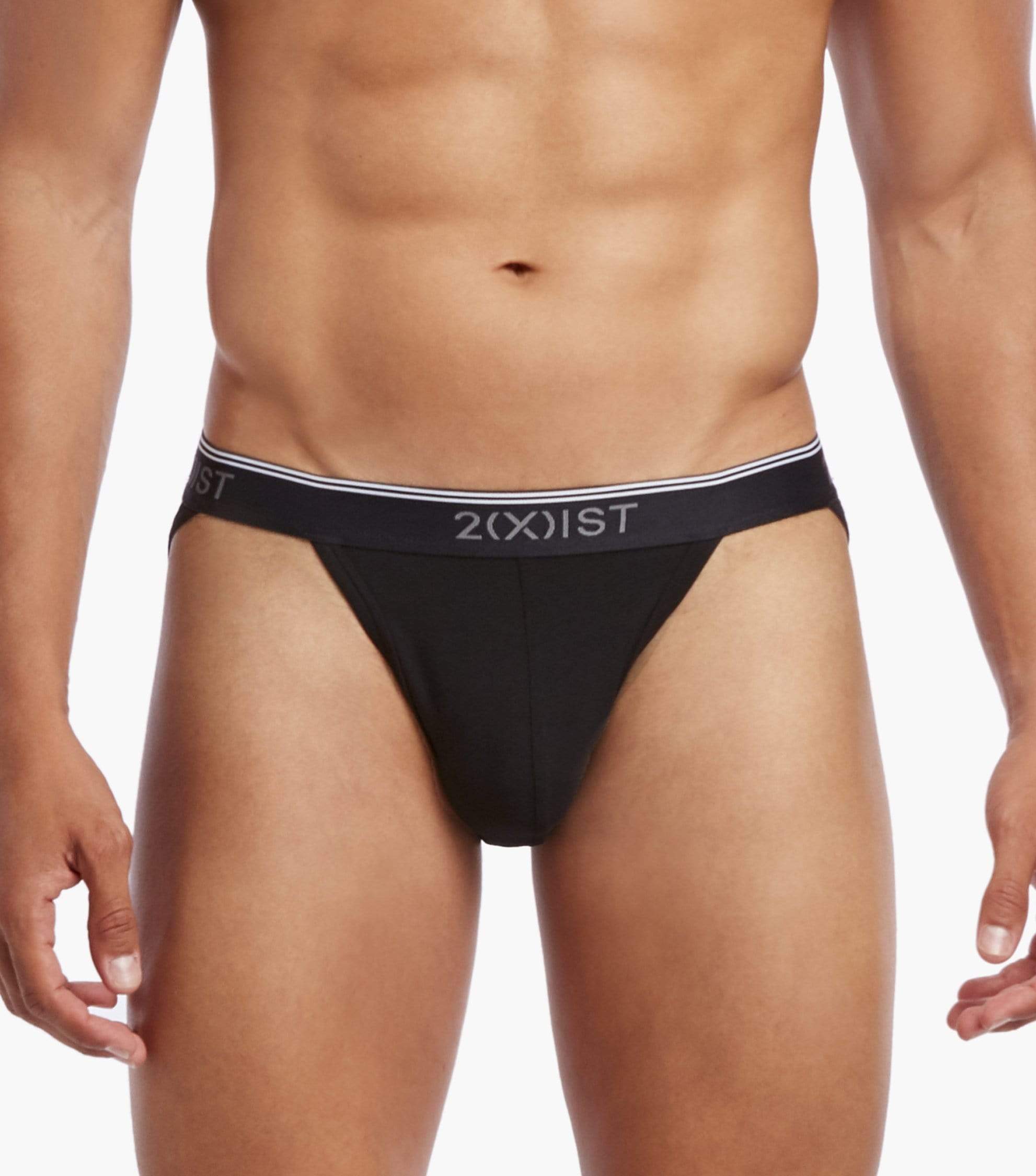 2xist Cotton Stretch No-Show Briefs 3-Pack Red/Black/Skydiver 021320-63306  at International Jock