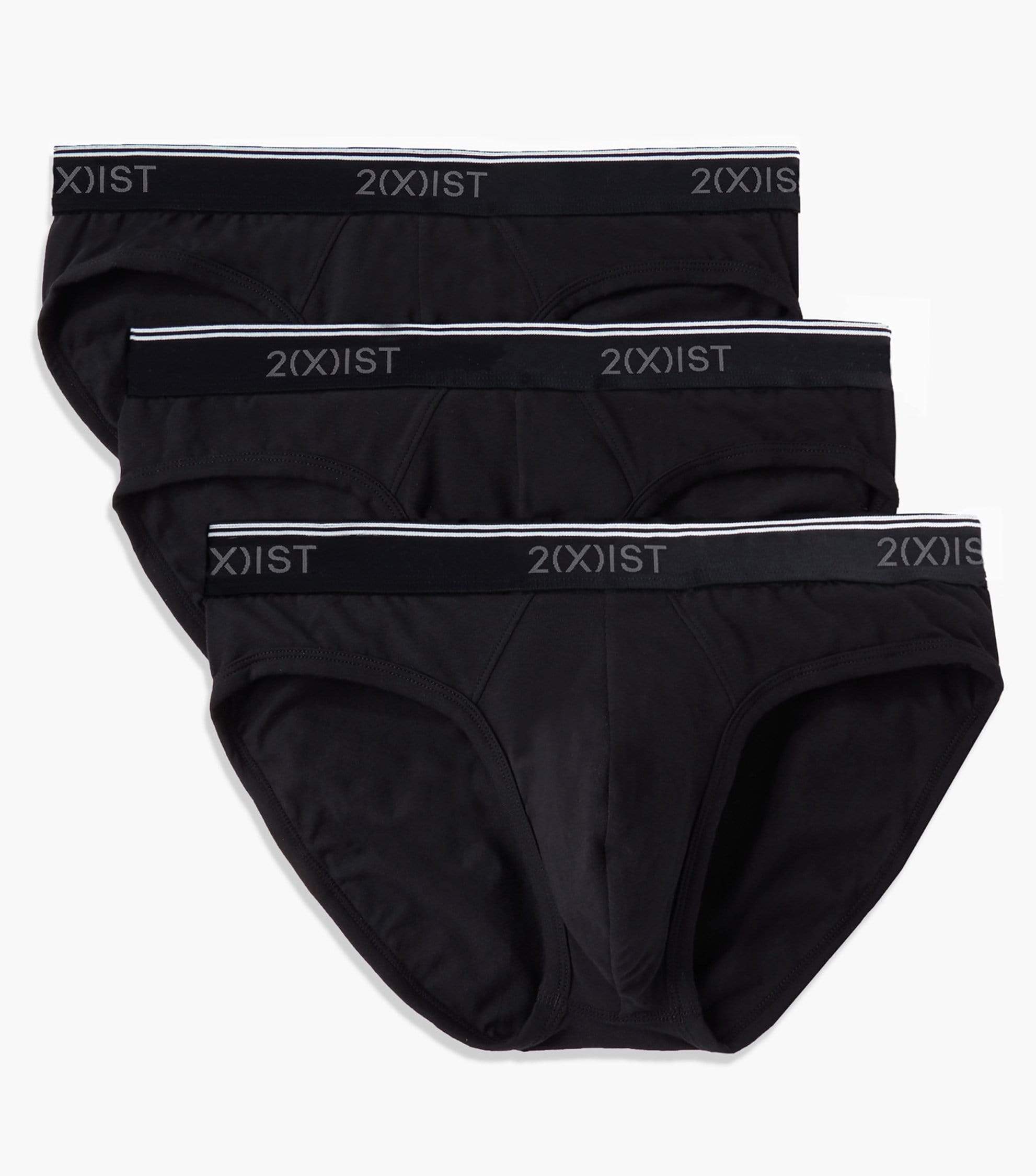 2XIST Men's No Show Brief Underwear USA Medium 31-33 100% Cotton Blue SET  OF 3