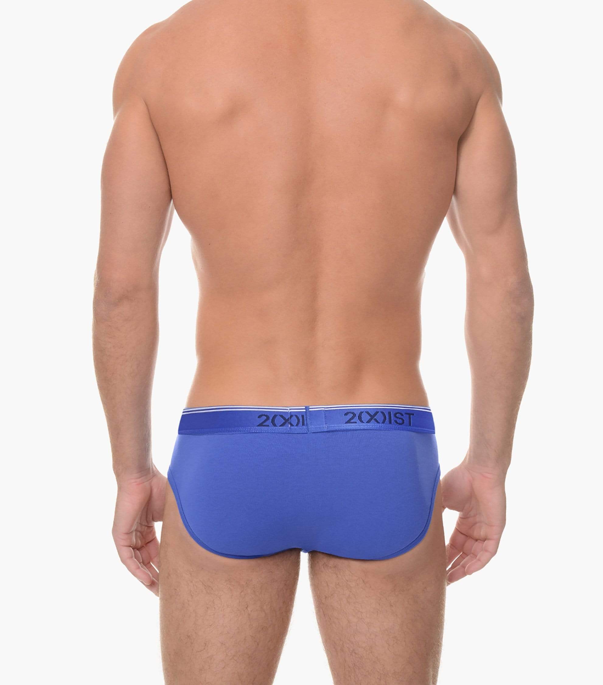 2XIST Men's No Show Brief Underwear USA Medium 31-33 100% Cotton Blue SET  OF 3