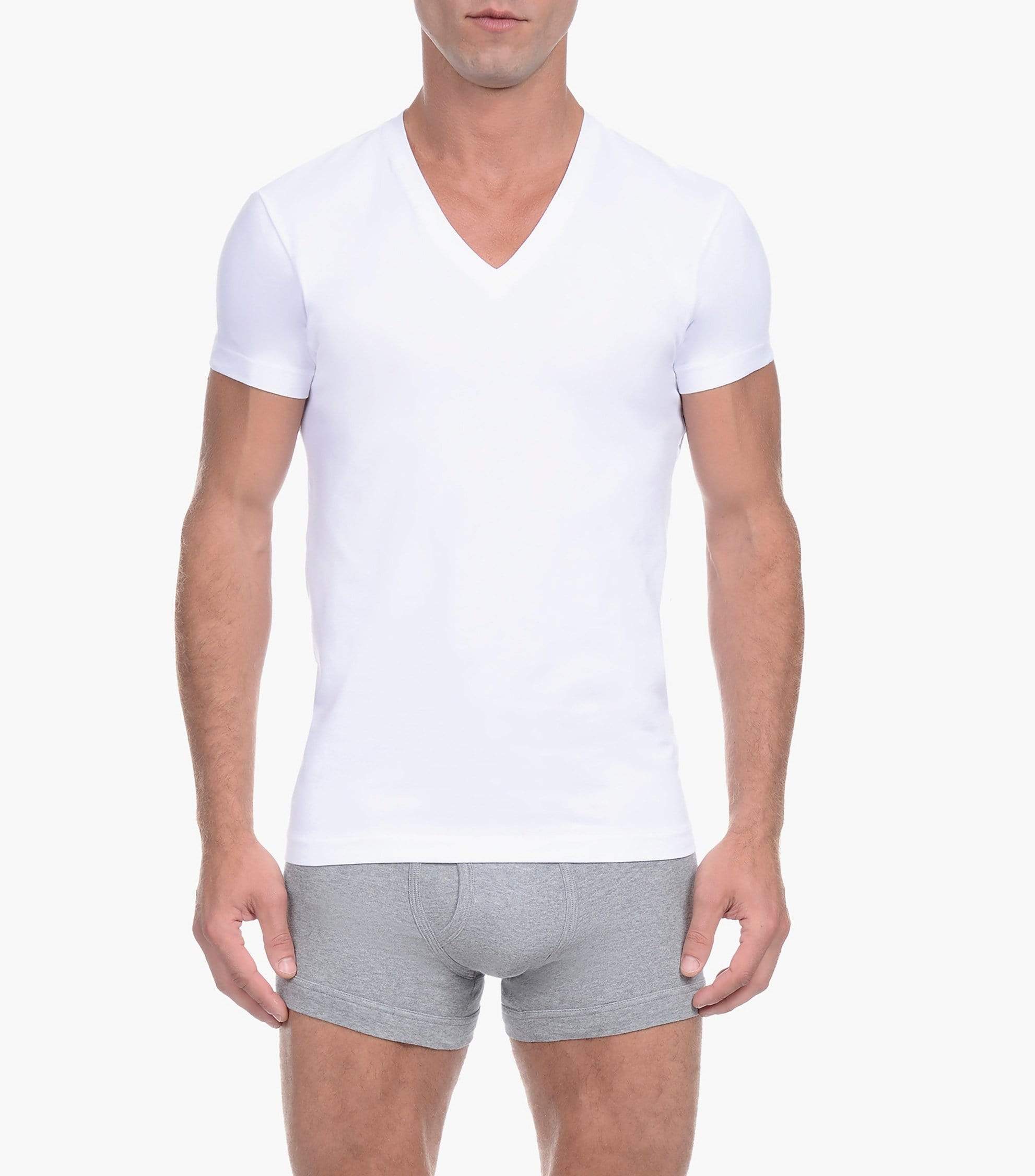 Men's Essential Cotton Slim-Fit V-Neck 3-Pack | Mens V-Necks | 2(X)IST