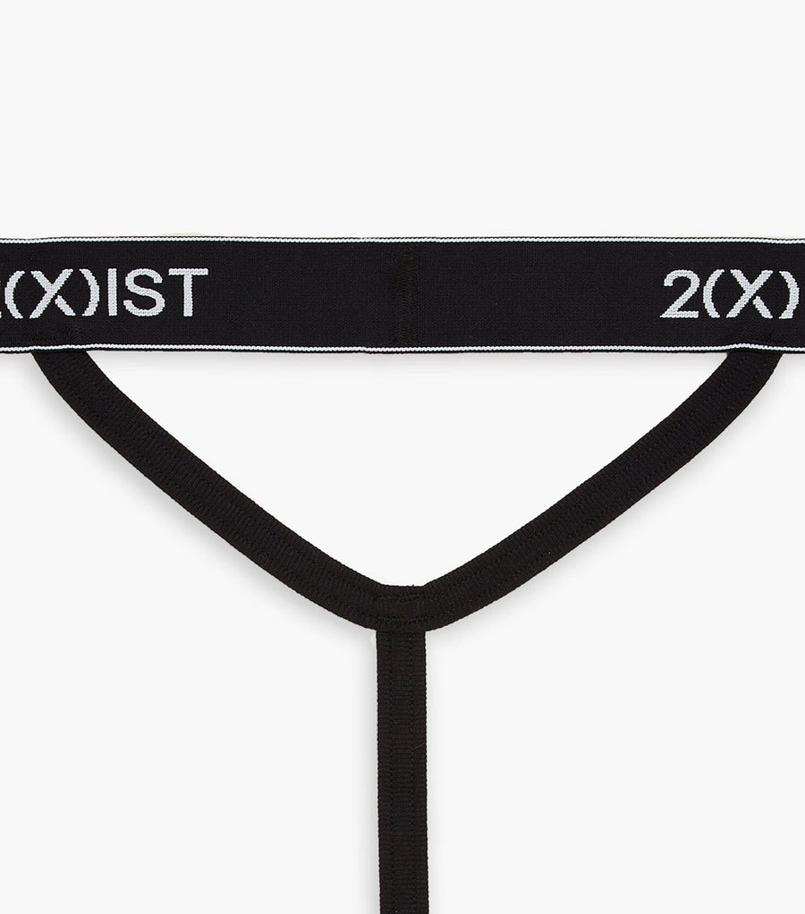 2(X)IST Mens Essential Cotton Y-back Thong 3-pack Underwear, Black